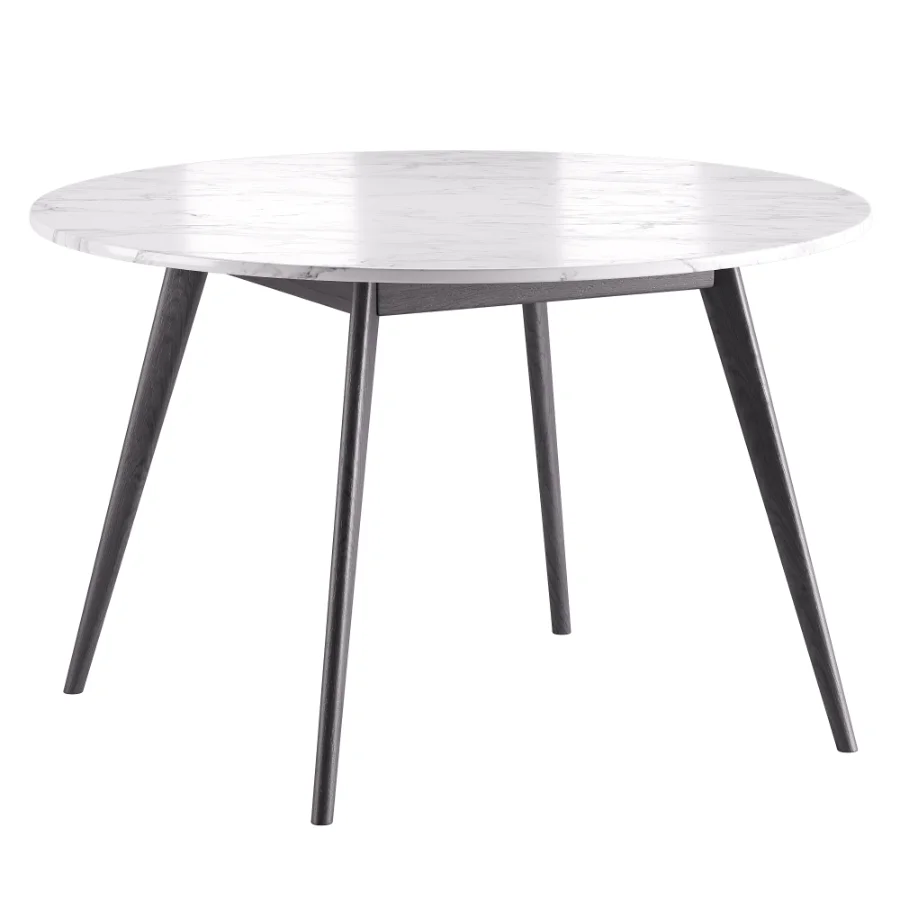 Lando Leather Dining Chair and Oia White Marble Dining Table Image 1