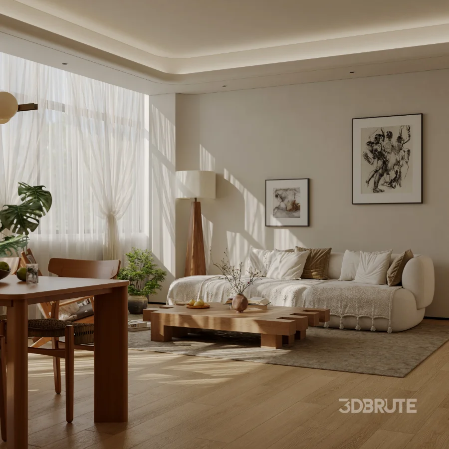 Modern living and dining room bedroom Image 6