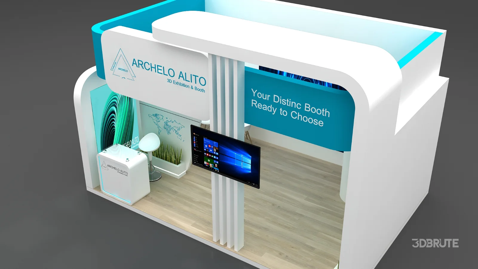 booth 3d model Image 4