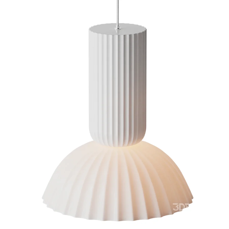 Jeanne Fluted White Porcelain Dome Pendant Light Image 6