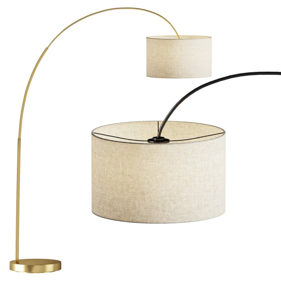 Overarching Linen Shade Floor Lamp Image 1