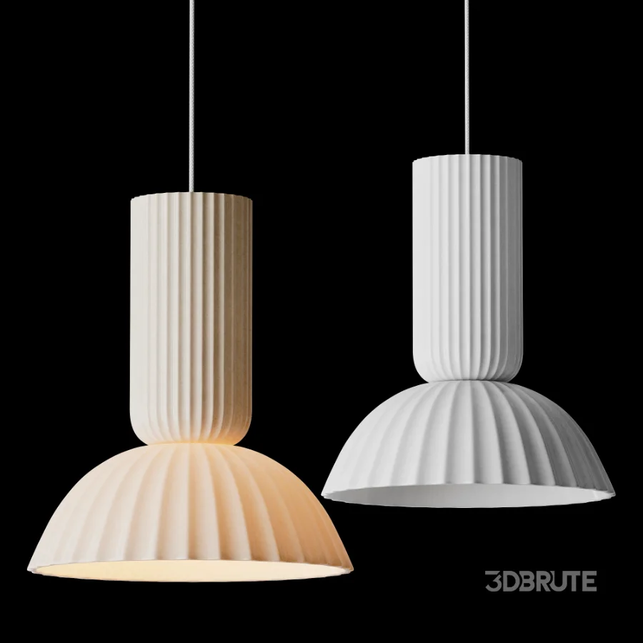 Jeanne Fluted White Porcelain Dome Pendant Light Image 8