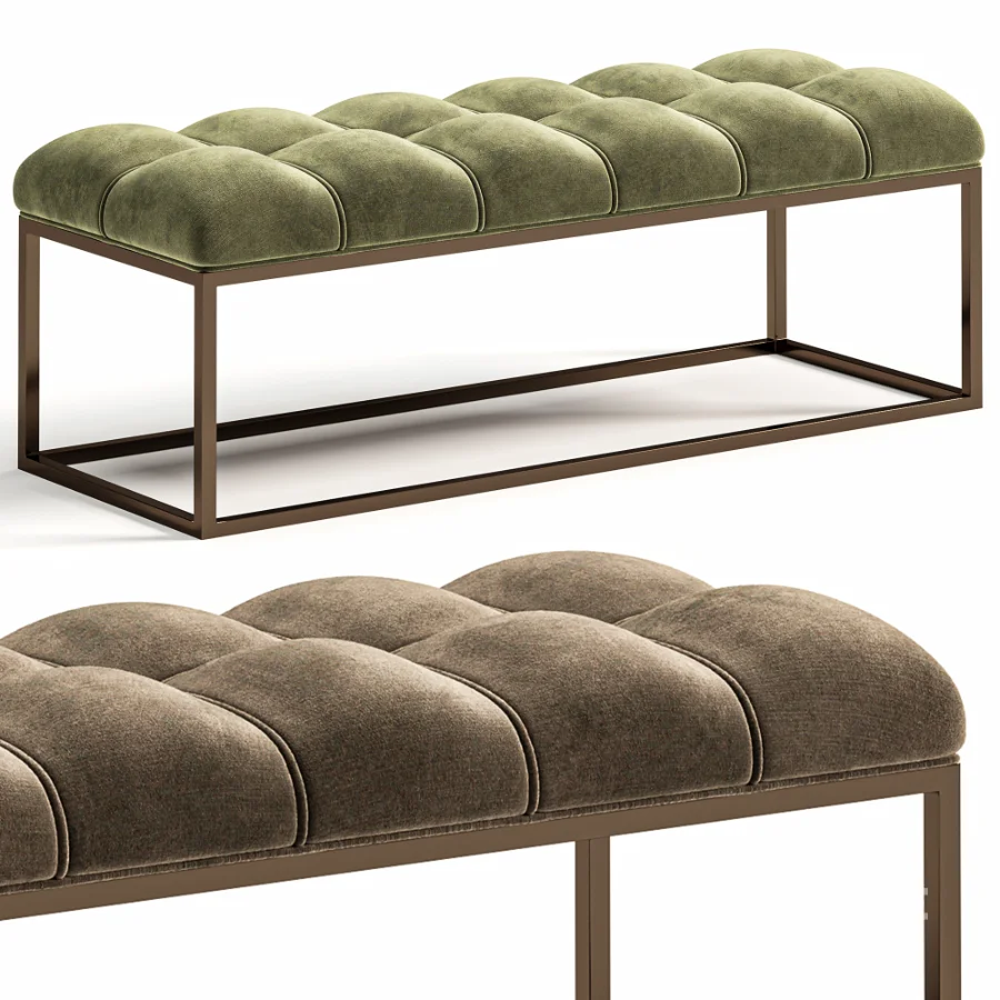 Edie Biscuit Tufted Bench In Brass Image 6