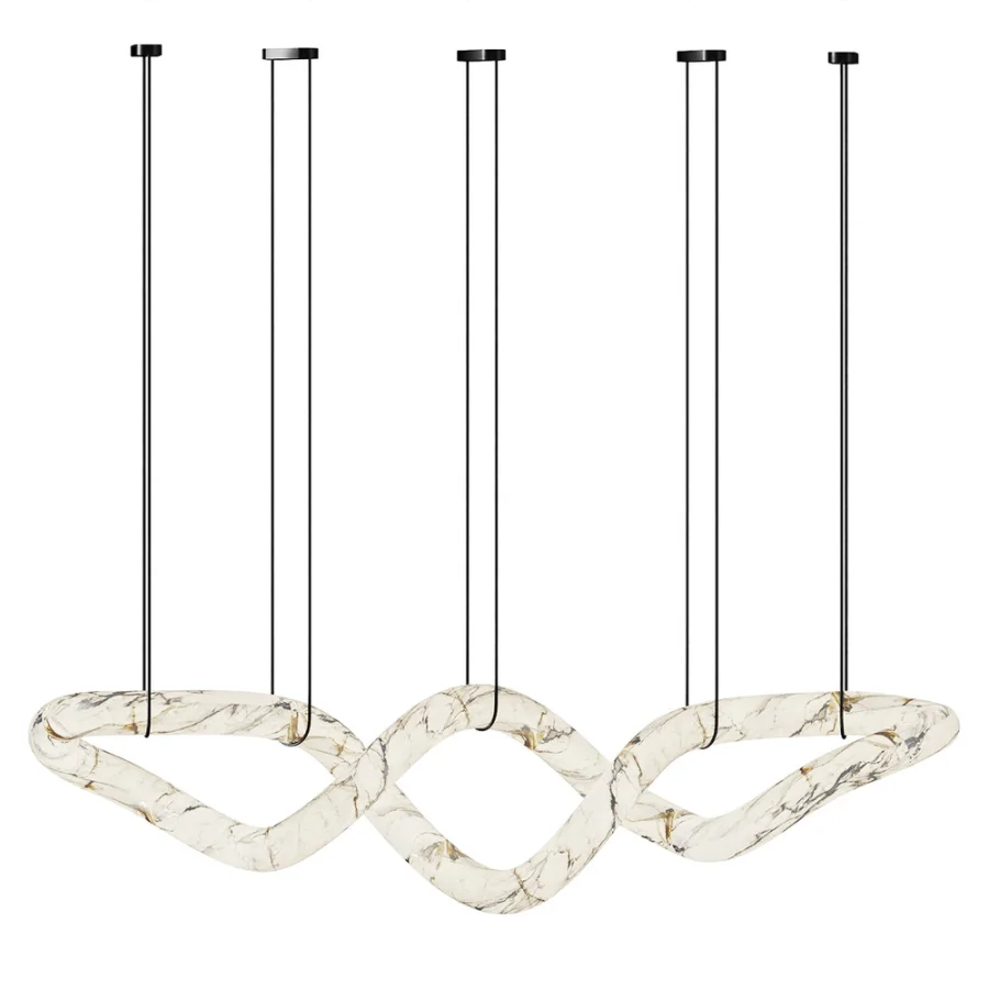 Designer Symmetrical Alabaster Pendant Chandelier Image 3