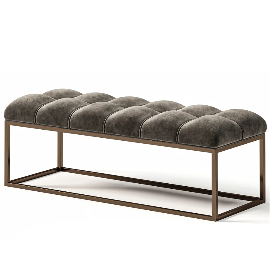 Edie Biscuit Tufted Bench In Brass Image 5