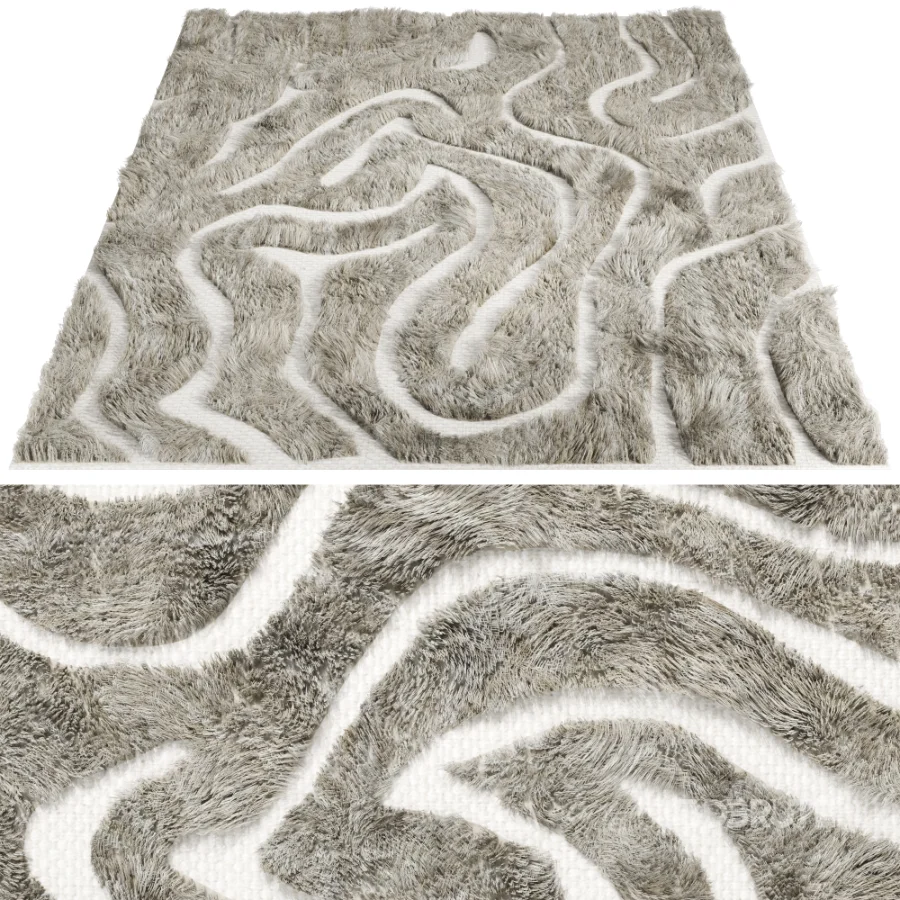 Modern Abstract Wool Wave Rug 033 Image 2