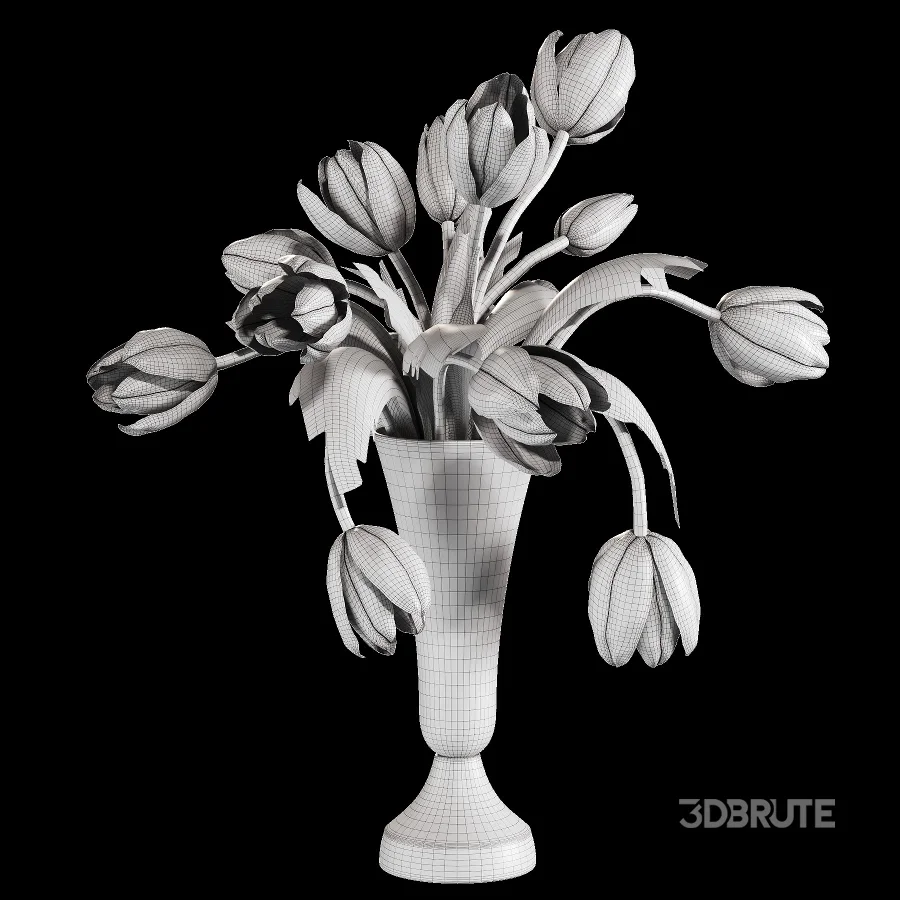 Ivory Tulips in Brass Vase Image 5