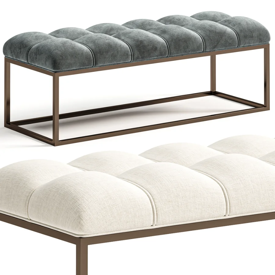 Edie Biscuit Tufted Bench In Brass Image 7