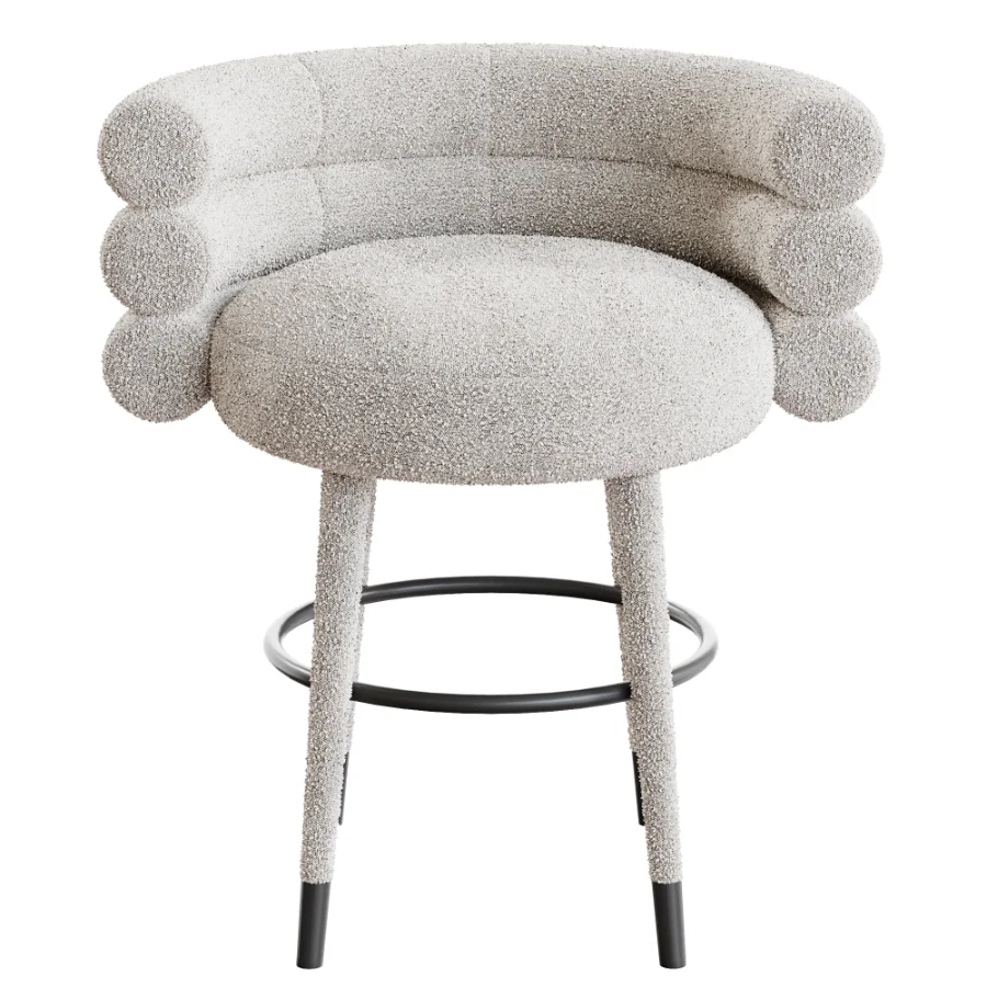 Betty Cream Velvet Counter Stool Image 2