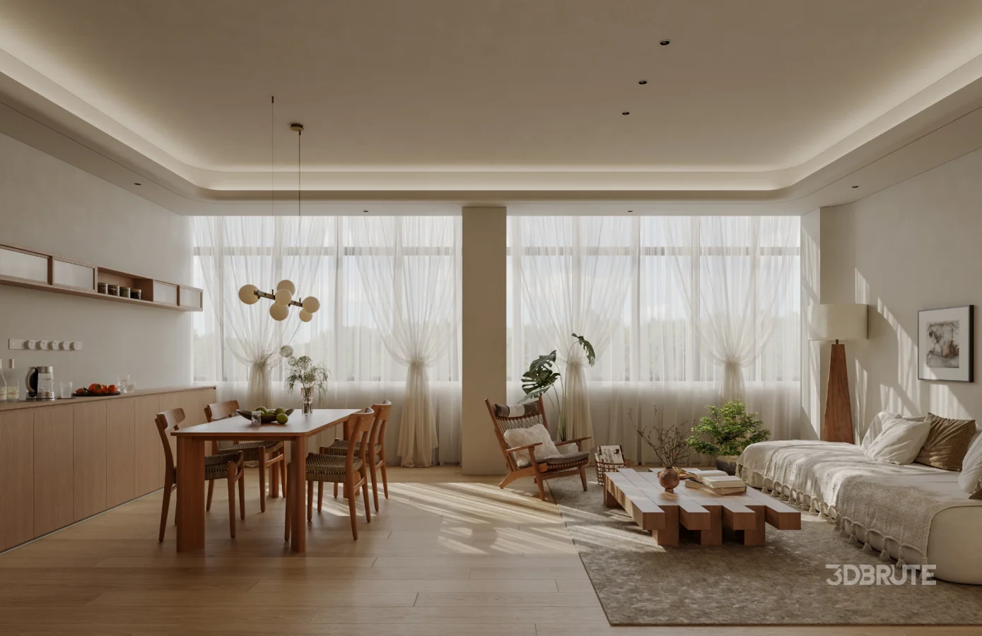 Modern living and dining room bedroom Image 1