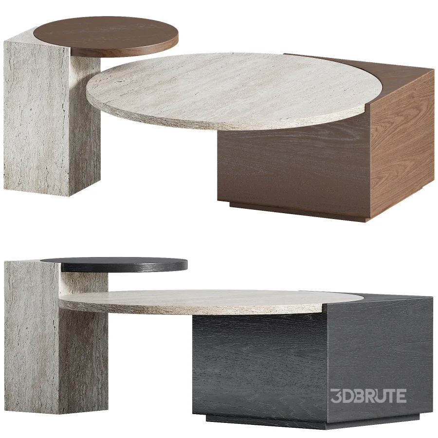 Oraine Travertine Coffee Table Set Image 3