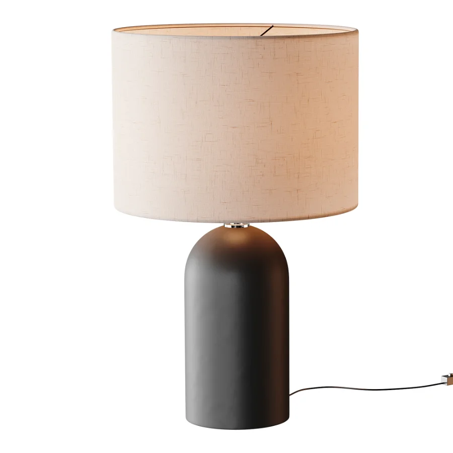 Emna Concrete and Linen Table Lamp Image 3