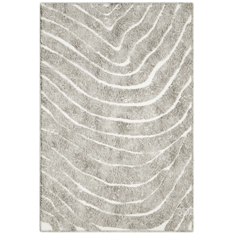Modern Abstract Wool Wave Rug Image 3