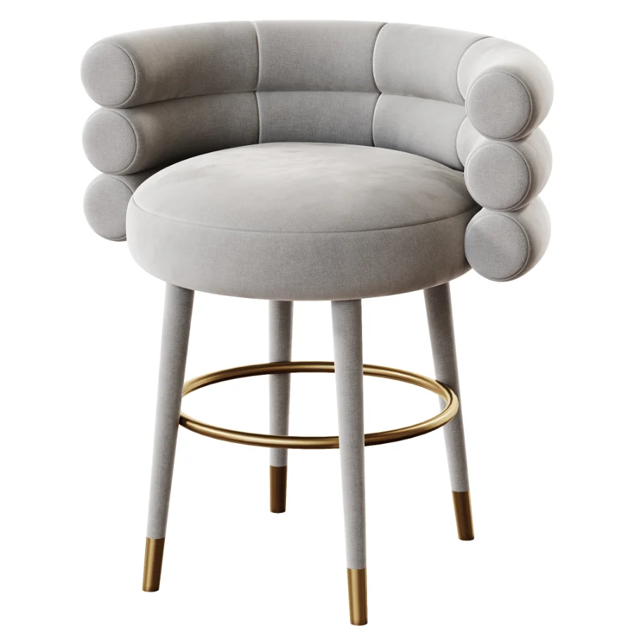 Betty Cream Velvet Counter Stool Image 3