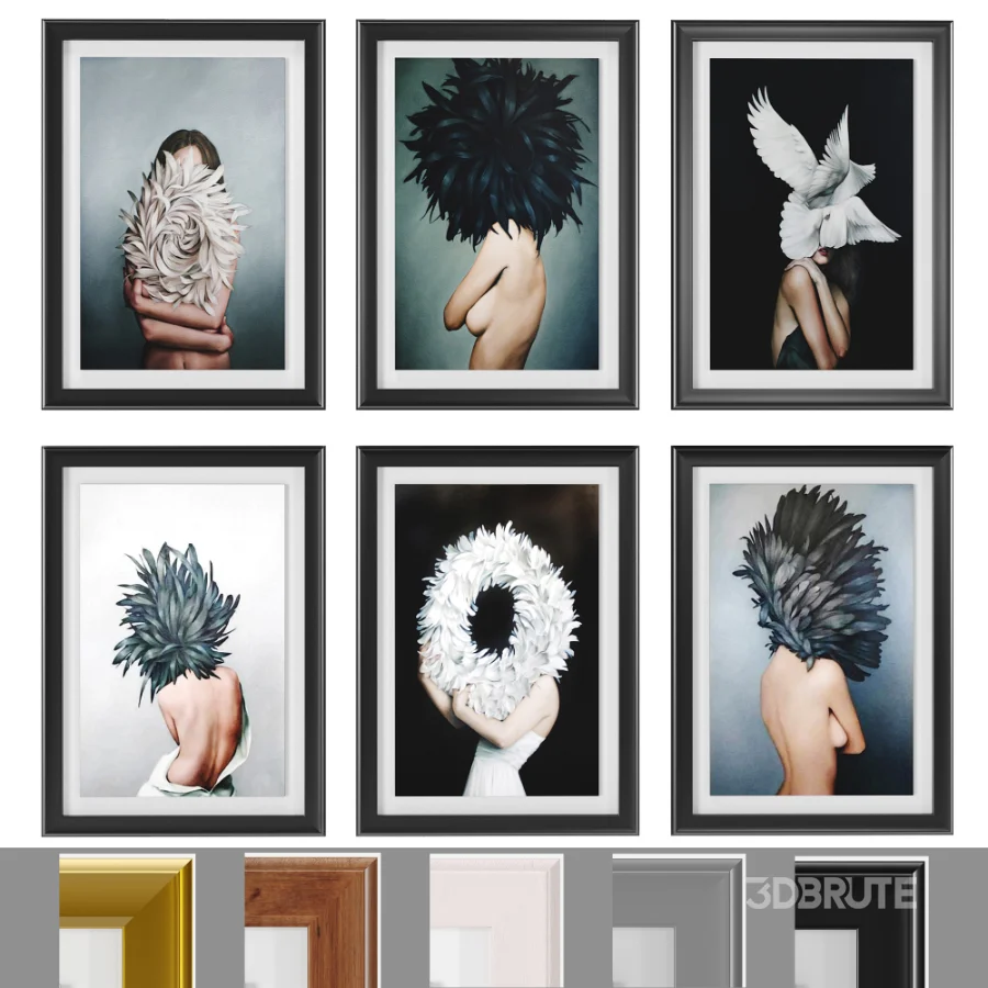 D145 27 Art Frames Flower Head And Feather Head Image 4