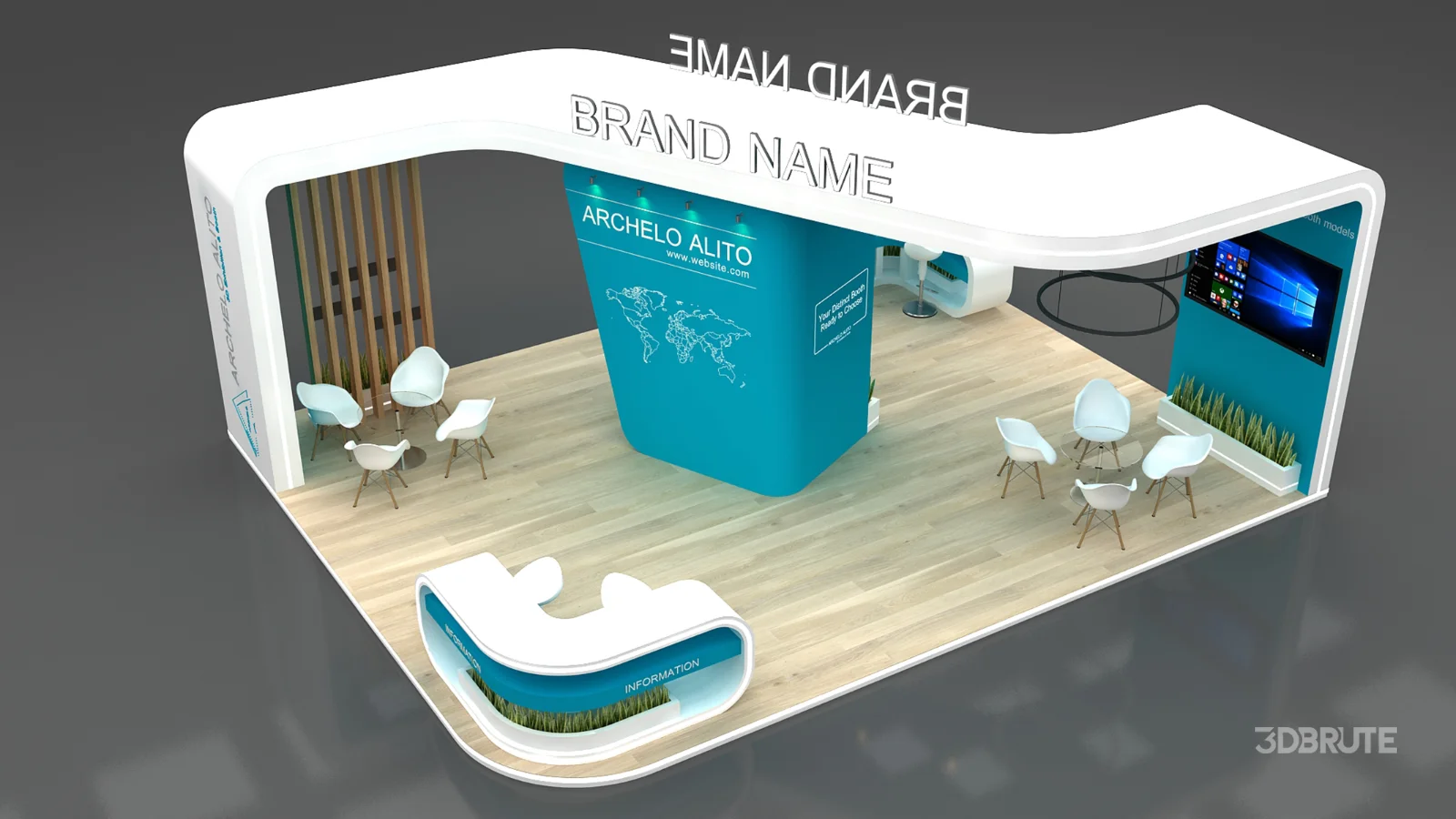 booth 3d model Image 7