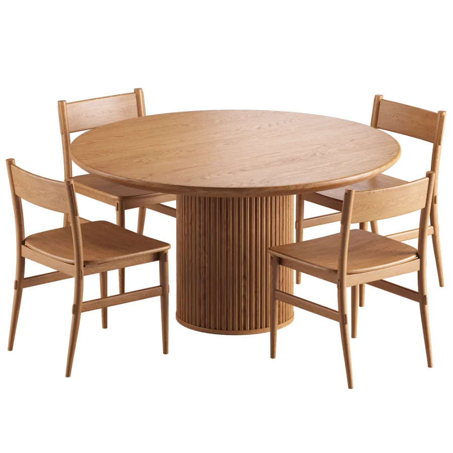 Merritt Oak Dining Chair and Davison Round Dining Table Image 1