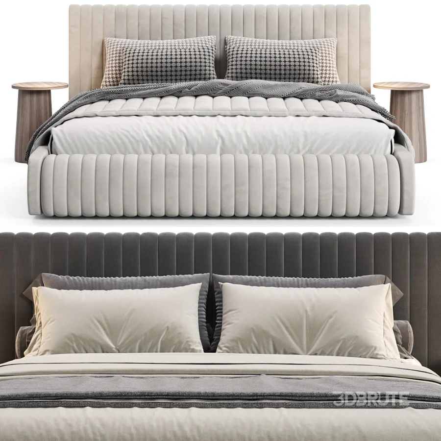 Isley Fabric Stripe Pattern Bed Image 1