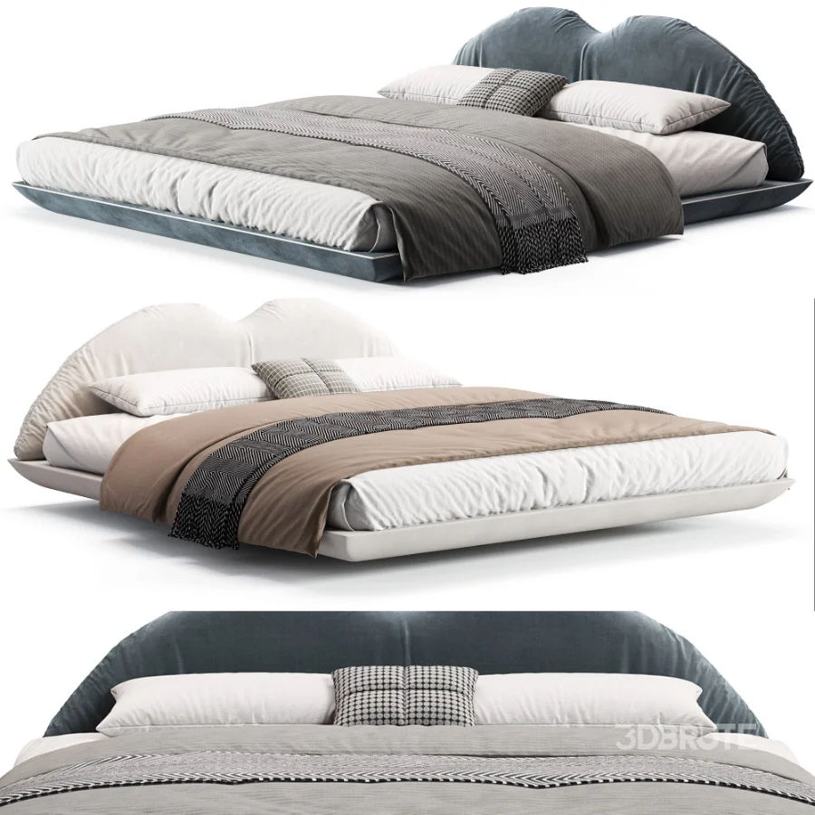 Eady Brown Technical Fabric Modern Floating Bed Image 2