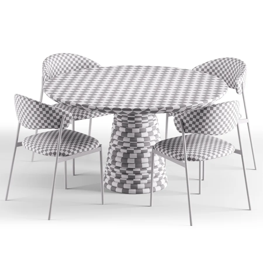 Damato Sand Velvet Dining Chair and Taza Round Marble Dining Table Image 8