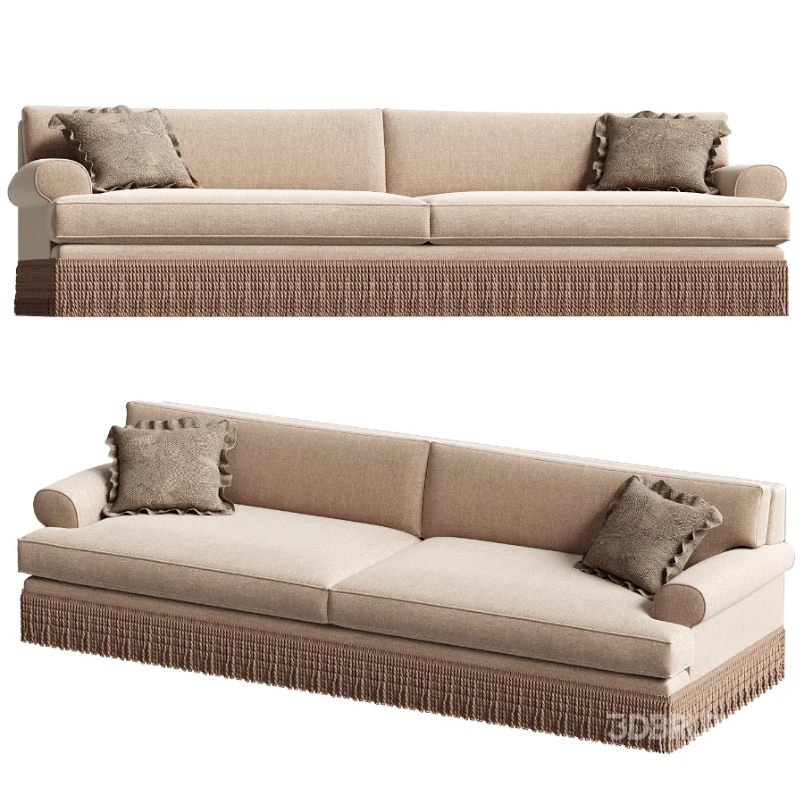 Beige Fringed Sofa Madison Image 4