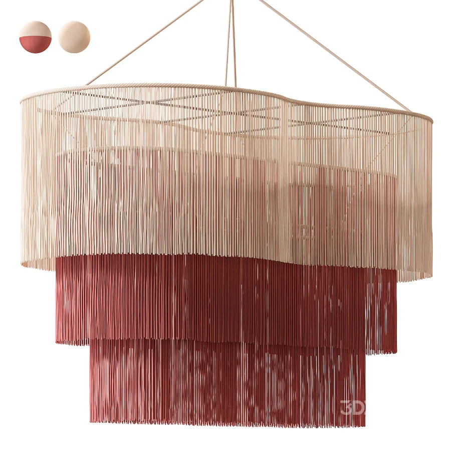 Merida 3-Level Mexican Handmade Tassel Chandelier Image 1