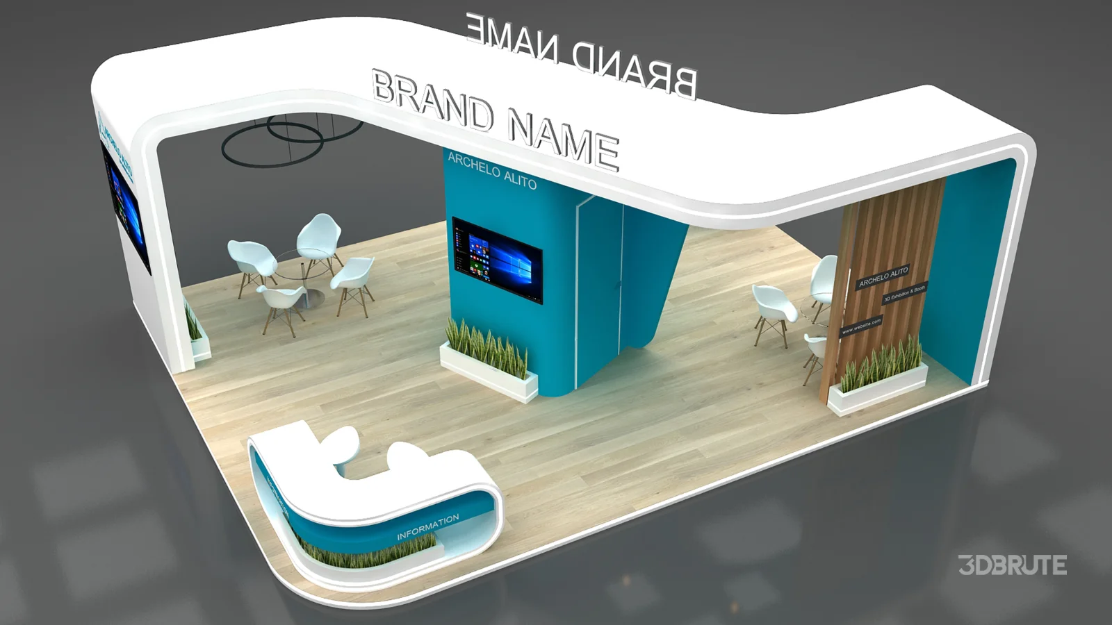 booth 3d model Image 6