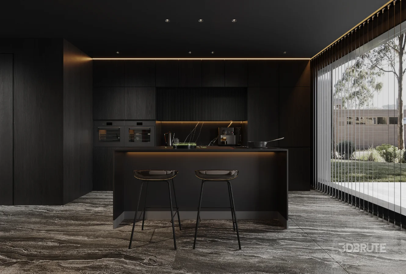 Modern living room and dining room interior scene Image 4