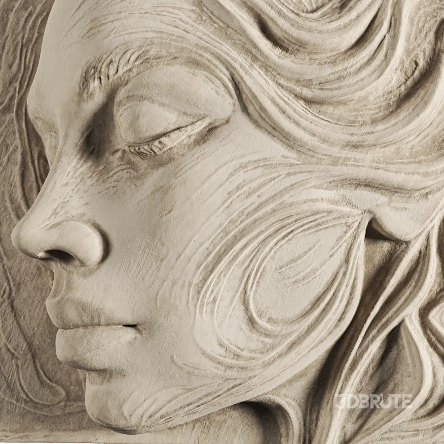 Artistic Female Portrait Relief Wall Art Image 6