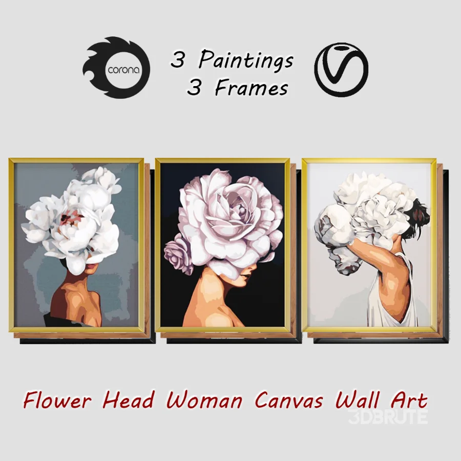 D145 27 Art Frames Flower Head And Feather Head Image 5