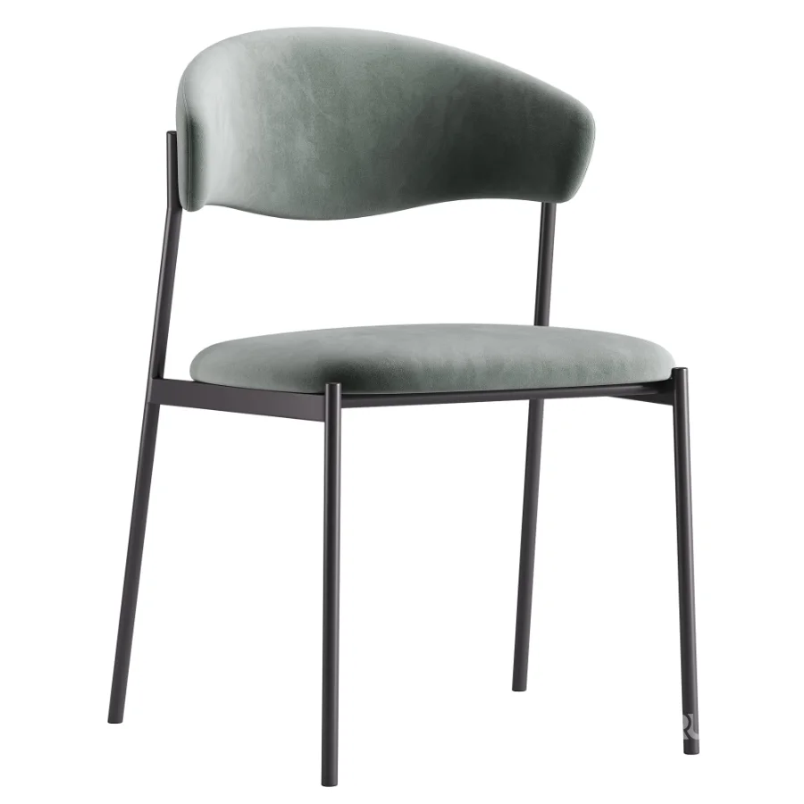 Damato Sand Velvet Dining Chair and Taza Round Marble Dining Table Image 2