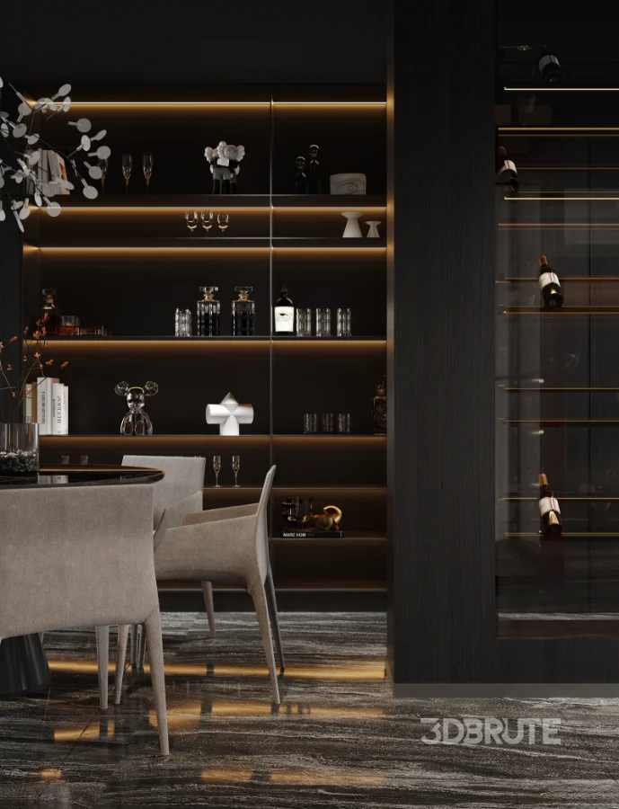 Modern living room and dining room interior scene Image 8