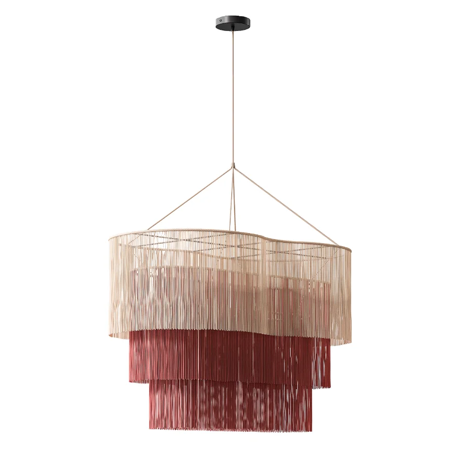 Merida 3-Level Mexican Handmade Tassel Chandelier Image 4