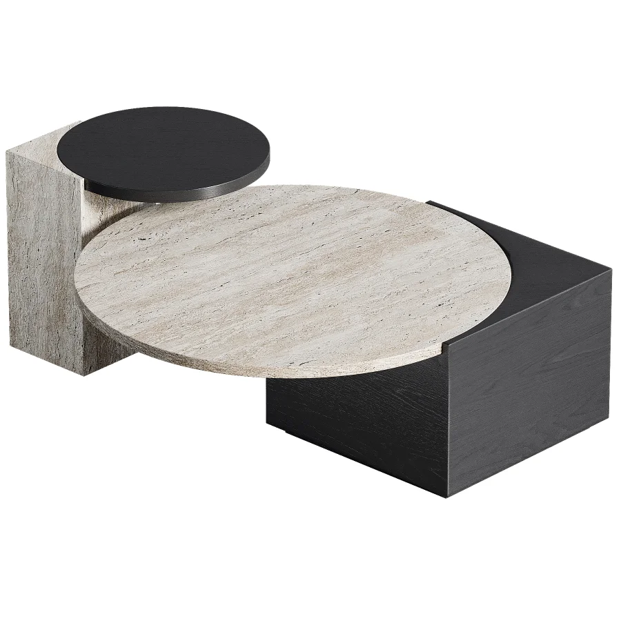 Oraine Travertine Coffee Table Set Image 2