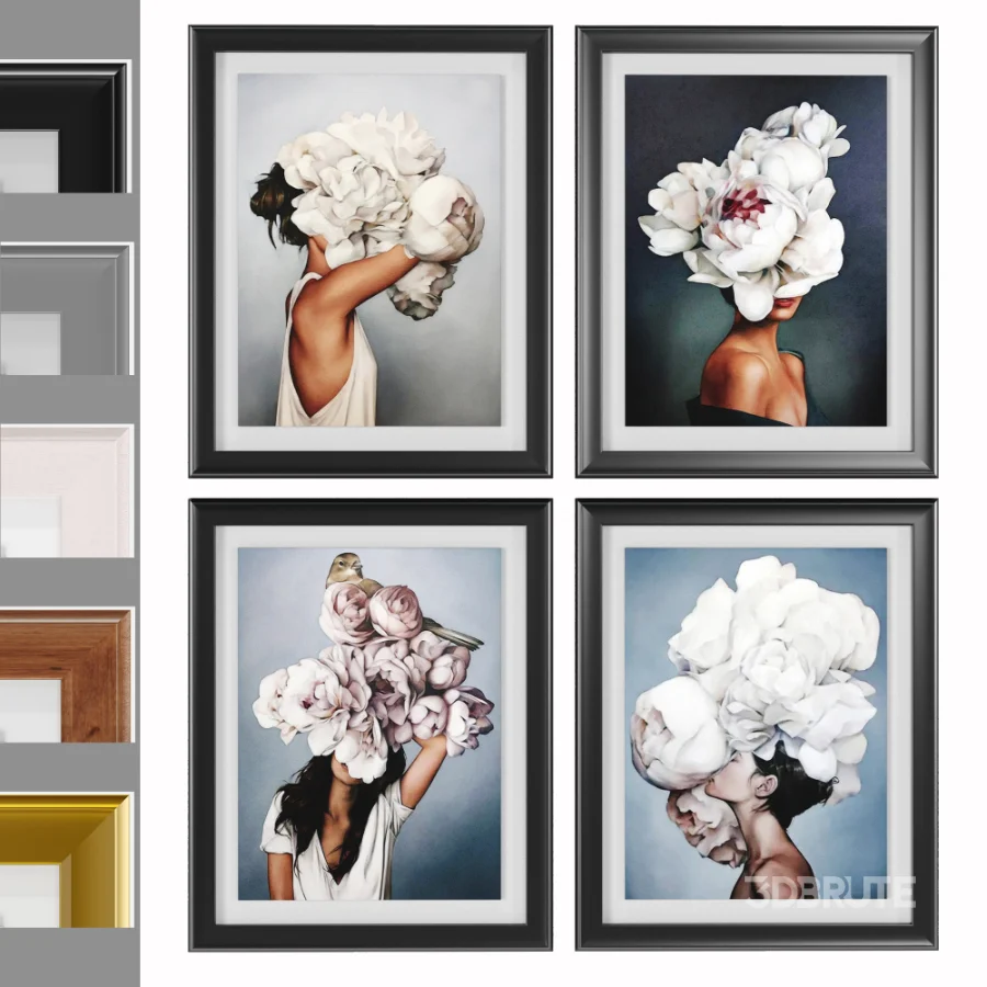 D145 27 Art Frames Flower Head And Feather Head Image 8