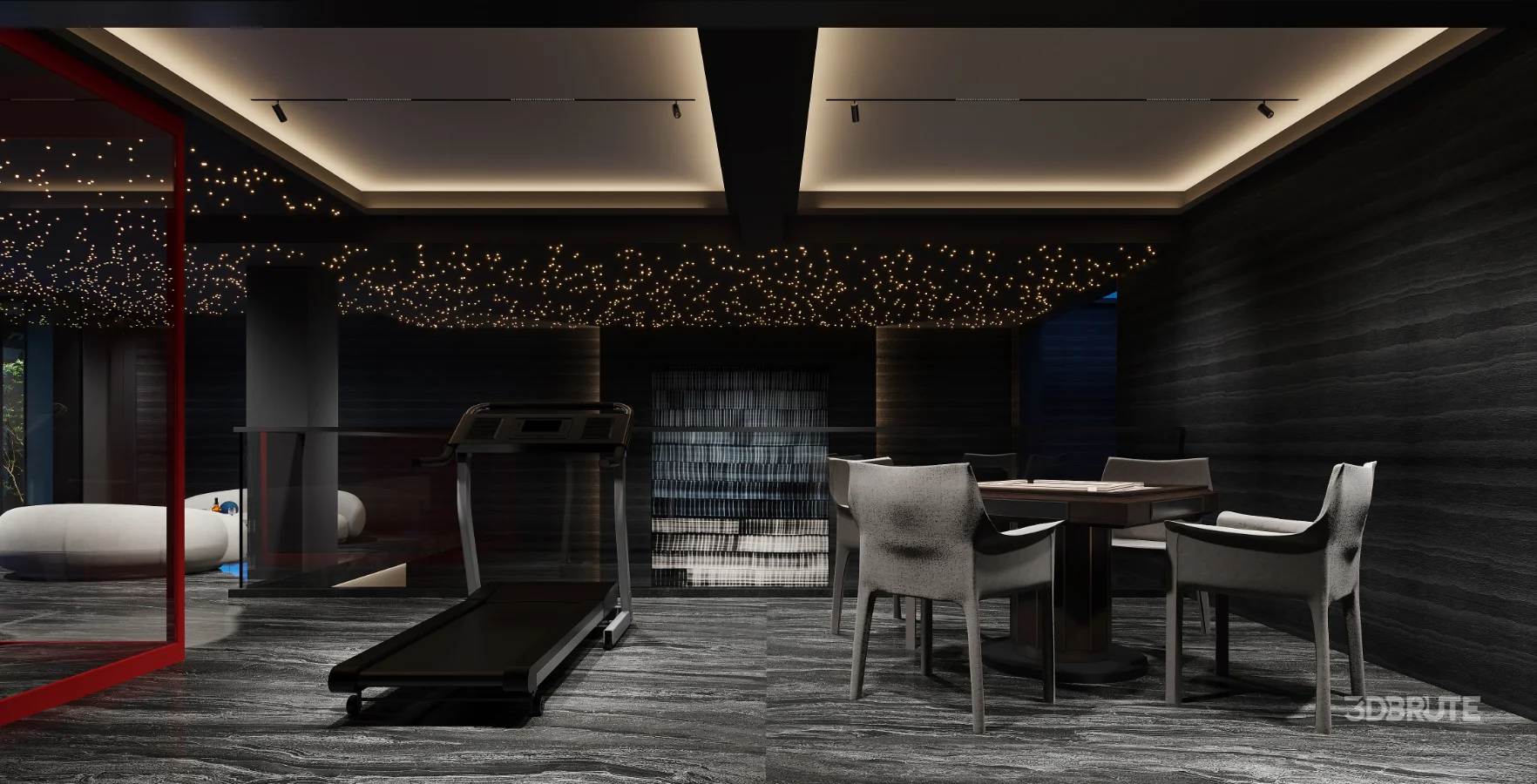 Modern villa living room and dining room interior Image 4