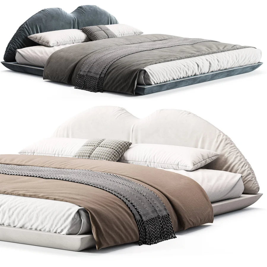 Eady Brown Technical Fabric Modern Floating Bed Image 1