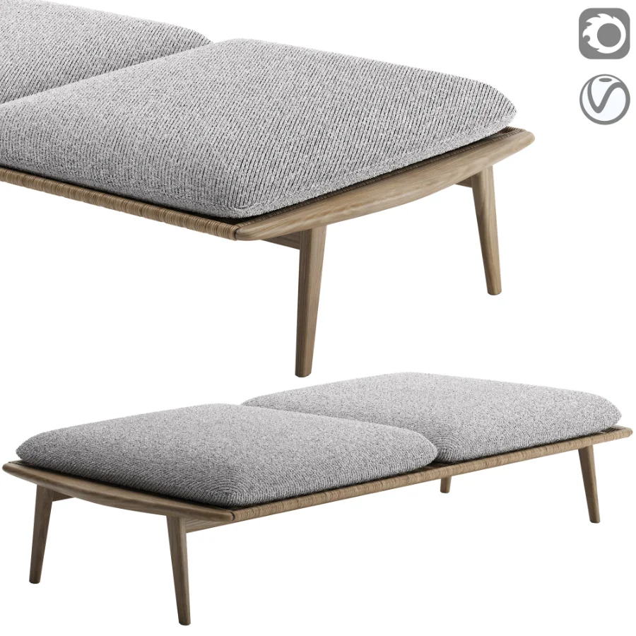 Fynn Outdoor Bench with 2 Cushions Image 1