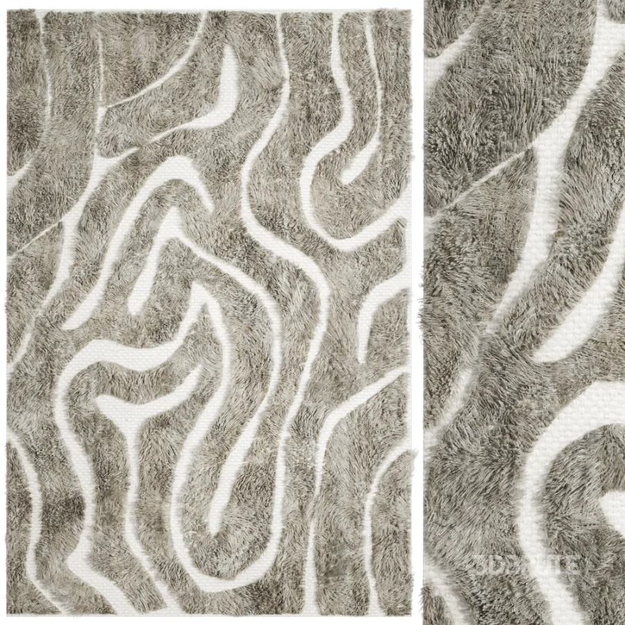 Modern Abstract Wool Wave Rug 033 Image 1