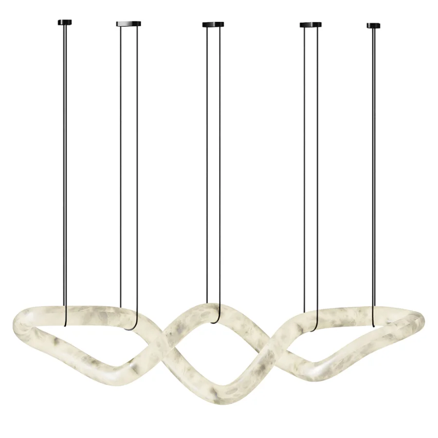 Designer Symmetrical Alabaster Pendant Chandelier Image 2