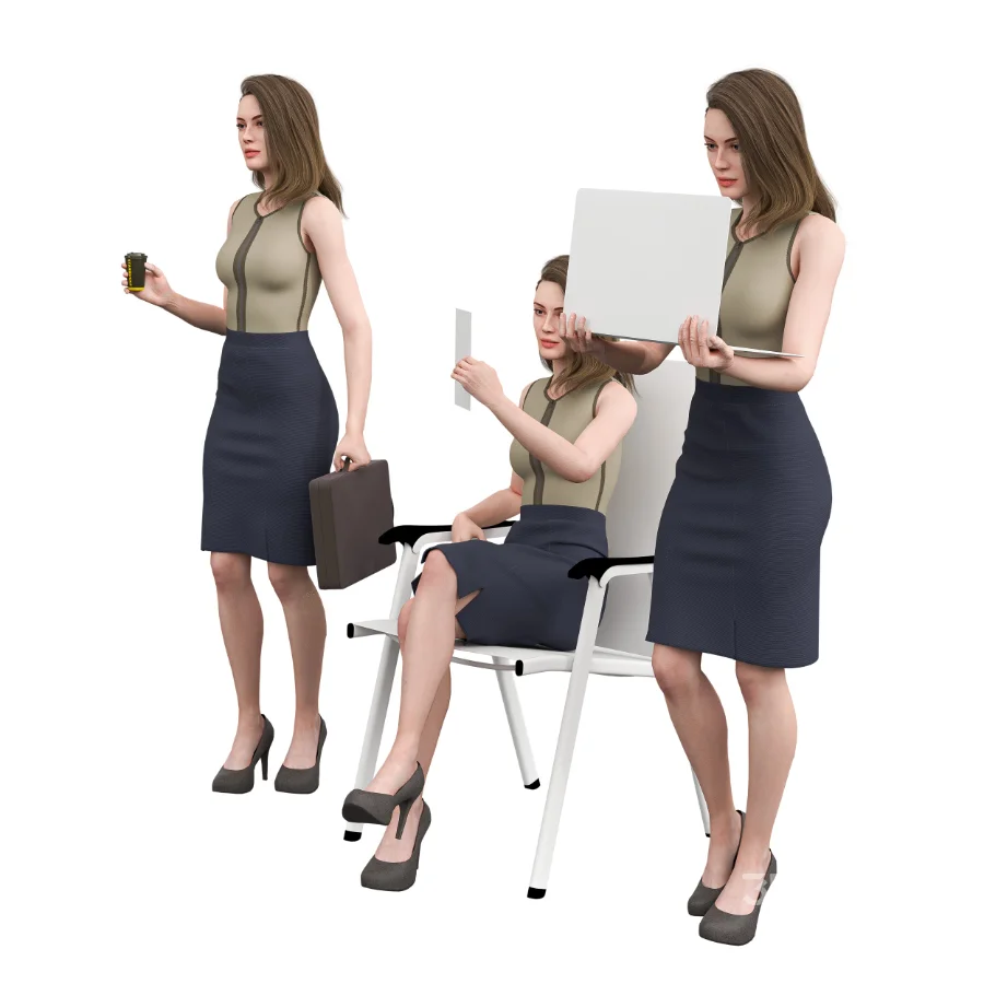 Woman Businessin 3 poses Image 3