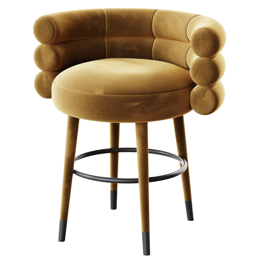 Betty Cream Velvet Counter Stool Image 6