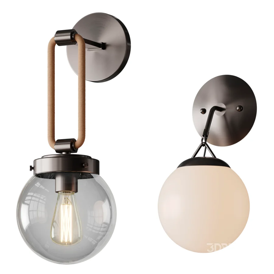 Hooked Globe And Coastal Cottage Rope Globe Sconce Image 1