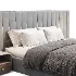 Walvia Gray Velvet Luxury Wide Headboard Bed - Thumbnail 3