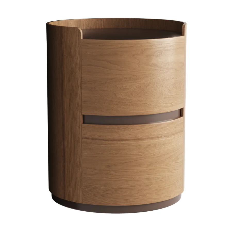 Litfad – Modern Faux Leather Round Nightstand Image 1