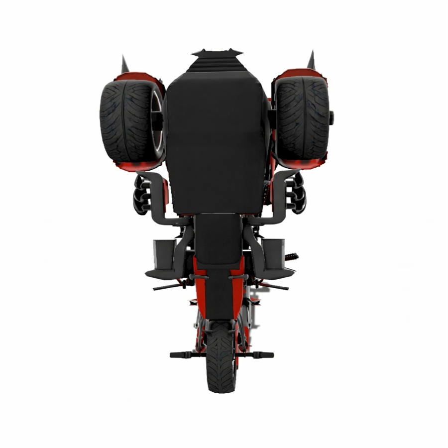 Luxury Gothic Devil Throne Trike Motorcycle – Red Black Fantasy 3D Model Image 1