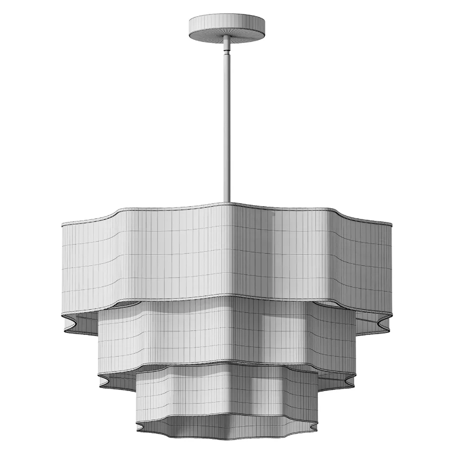 Woven Ivory String 3 Tier Round Lantern Chandelier Image 2