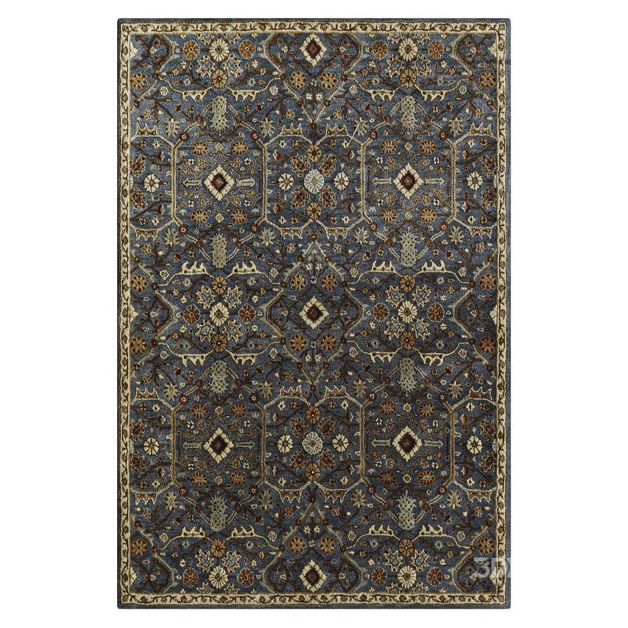 Wool Oriental Area Rug in Slated Blue Image 2