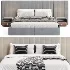 Walvia Gray Velvet Luxury Wide Headboard Bed - Thumbnail 5