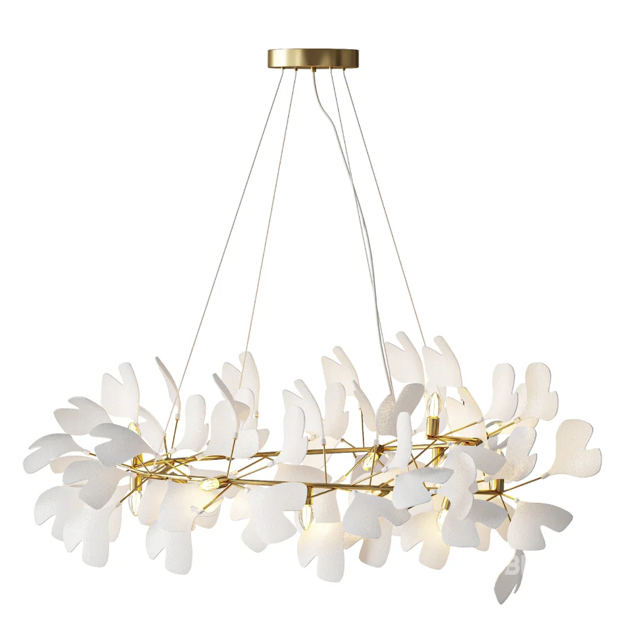 Natha Ceramic Ginkgo Round Chandelier Image 2